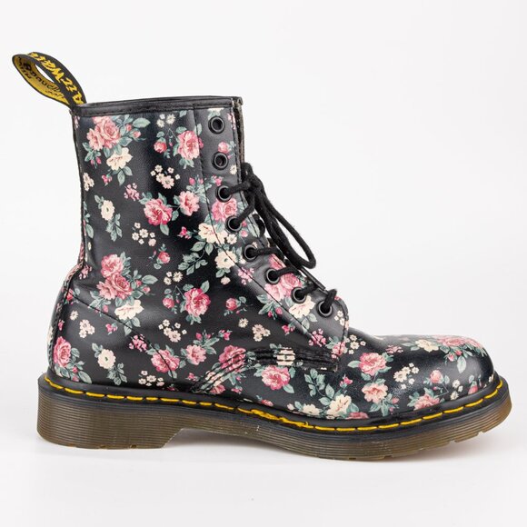 DR MARTENS 1460 Pascal English Vintage Rose Floral Combat Boots 9 - Picture 6 of 13